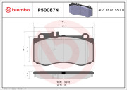 P50087N Sada brzdových destiček, kotoučová brzda BREMBO NAO LINE BREMBO