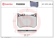 P50095N Sada brzdových destiček, kotoučová brzda BREMBO NAO LINE BREMBO