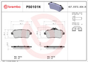 P50101N Sada brzdových destiček, kotoučová brzda BREMBO NAO LINE BREMBO