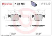 P 50 133 Sada brzdových destiček, kotoučová brzda PRIME LINE BREMBO