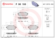 P 50 153 Sada brzdových destiček, kotoučová brzda PRIME LINE BREMBO