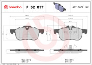 P 52 017 Sada brzdových destiček, kotoučová brzda PRIME LINE BREMBO