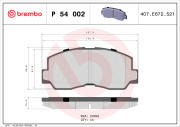 P 54 002 Sada brzdových destiček, kotoučová brzda PRIME LINE BREMBO