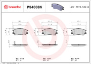 P54008N Sada brzdových destiček, kotoučová brzda BREMBO NAO LINE BREMBO