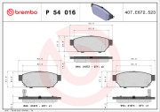 P 54 016 Sada brzdových destiček, kotoučová brzda PRIME LINE BREMBO