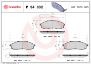 P 54 032 Sada brzdových destiček, kotoučová brzda PRIME LINE BREMBO