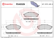 P54032N Sada brzdových destiček, kotoučová brzda PRIME LINE - Ceramic BREMBO