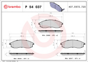 P 54 037 Sada brzdových destiček, kotoučová brzda PRIME LINE BREMBO