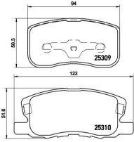 P54046N Sada brzdových destiček, kotoučová brzda BREMBO NAO LINE BREMBO