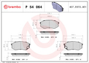P 54 064 Sada brzdových destiček, kotoučová brzda PRIME LINE BREMBO