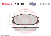 P 56 020 Sada brzdových destiček, kotoučová brzda PRIME LINE BREMBO