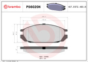 P56020N Sada brzdových destiček, kotoučová brzda BREMBO NAO LINE BREMBO