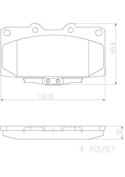P56034N Sada brzdových destiček, kotoučová brzda BREMBO NAO LINE BREMBO