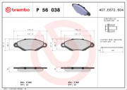 P 56 038 Sada brzdových destiček, kotoučová brzda PRIME LINE BREMBO