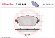 P 56 044 Sada brzdových destiček, kotoučová brzda PRIME LINE BREMBO