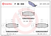 P 56 056 Sada brzdových destiček, kotoučová brzda PRIME LINE BREMBO