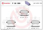 P 56 086 Sada brzdových destiček, kotoučová brzda PRIME LINE BREMBO