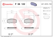 P 56 122 Sada brzdových destiček, kotoučová brzda PRIME LINE BREMBO