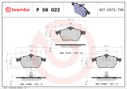 P 59 022 Sada brzdových destiček, kotoučová brzda PRIME LINE BREMBO