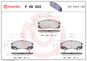 P 59 033 Sada brzdových destiček, kotoučová brzda PRIME LINE BREMBO