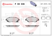 P 59 036 Sada brzdových destiček, kotoučová brzda PRIME LINE BREMBO