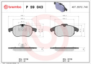 P 59 043X Sada brzdových destiček, kotoučová brzda XTRA LINE BREMBO