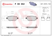 P 59 052 Sada brzdových destiček, kotoučová brzda PRIME LINE BREMBO