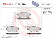 P 59 076 Sada brzdových destiček, kotoučová brzda PRIME LINE BREMBO