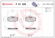 P 61 035 Sada brzdových destiček, kotoučová brzda PRIME LINE BREMBO