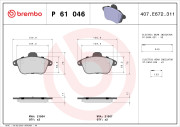 P 61 046 Sada brzdových destiček, kotoučová brzda PRIME LINE BREMBO