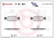 P 61 051 Sada brzdových destiček, kotoučová brzda PRIME LINE BREMBO