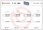 P 61 064 Sada brzdových destiček, kotoučová brzda PRIME LINE BREMBO