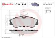 P 61 069 Sada brzdových destiček, kotoučová brzda PRIME LINE BREMBO