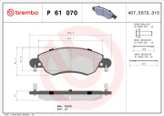 P 61 070 Sada brzdových destiček, kotoučová brzda PRIME LINE BREMBO