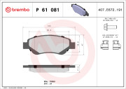 P 61 081 Sada brzdových destiček, kotoučová brzda PRIME LINE BREMBO