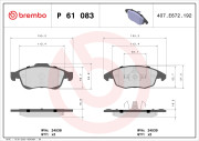 P 61 083 Sada brzdových destiček, kotoučová brzda PRIME LINE BREMBO