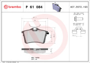 P 61 084 Sada brzdových destiček, kotoučová brzda PRIME LINE BREMBO