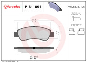 P 61 091 Sada brzdových destiček, kotoučová brzda PRIME LINE BREMBO