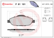 P 61 101X Sada brzdových destiček, kotoučová brzda XTRA LINE BREMBO