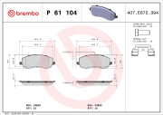 P 61 104 Sada brzdových destiček, kotoučová brzda PRIME LINE BREMBO