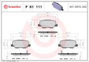 P 61 111 Sada brzdových destiček, kotoučová brzda PRIME LINE BREMBO