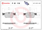 P 61 116 Sada brzdových destiček, kotoučová brzda PRIME LINE BREMBO