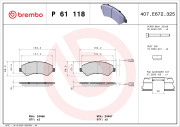 P 61 118 Sada brzdových destiček, kotoučová brzda PRIME LINE BREMBO