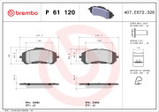 P 61 120 Sada brzdových destiček, kotoučová brzda PRIME LINE BREMBO