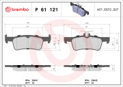 P 61 121 Sada brzdových destiček, kotoučová brzda PRIME LINE BREMBO