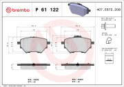 P 61 122 Sada brzdových destiček, kotoučová brzda PRIME LINE BREMBO