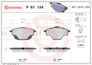 P 61 124 Sada brzdových destiček, kotoučová brzda PRIME LINE BREMBO