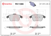 P61136N Sada brzdových destiček, kotoučová brzda PRIME LINE - Ceramic BREMBO