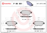 P 66 001 Sada brzdových destiček, kotoučová brzda PRIME LINE BREMBO