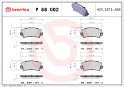 P 68 002 Sada brzdových destiček, kotoučová brzda PRIME LINE BREMBO